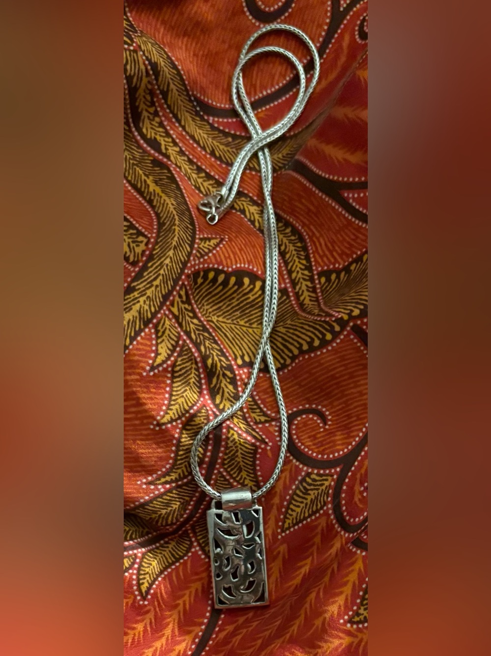 Intricate Silver Filigree Pendant Necklace - Women